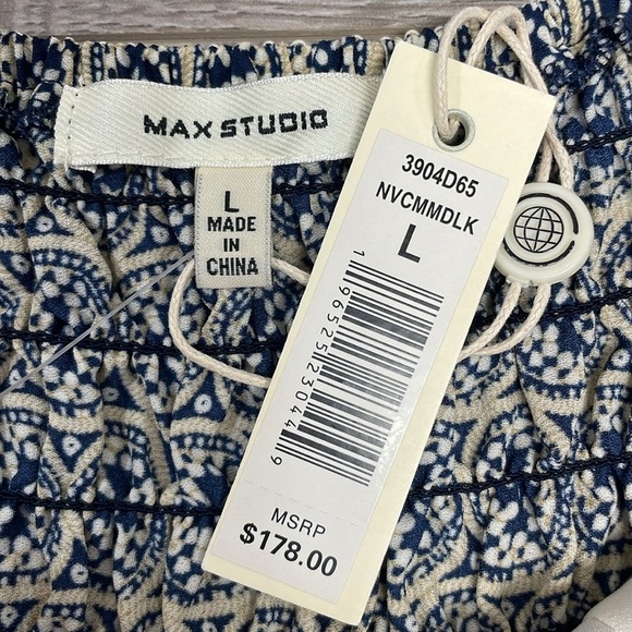 NWT Max Studio Navy Cream Medallion Links Sleeveless Maxi Dress L - Picture 13 of 15
